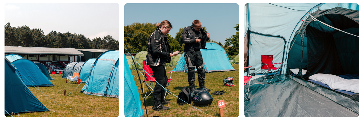 Images of camping tents at the Tourist Trophy