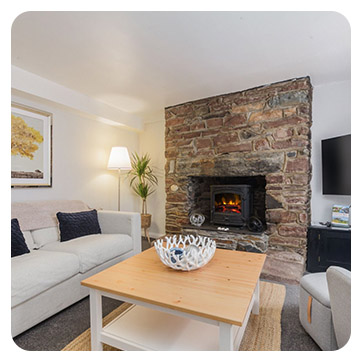 interior of a house with a fireplace on the Isle of Man